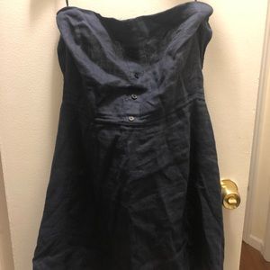 Navy linen Reformation off shoulder dress